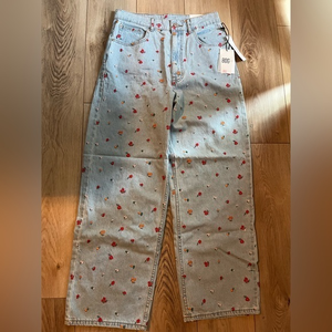 BDG embroidered high rise loose‎ baggy jeans NWT